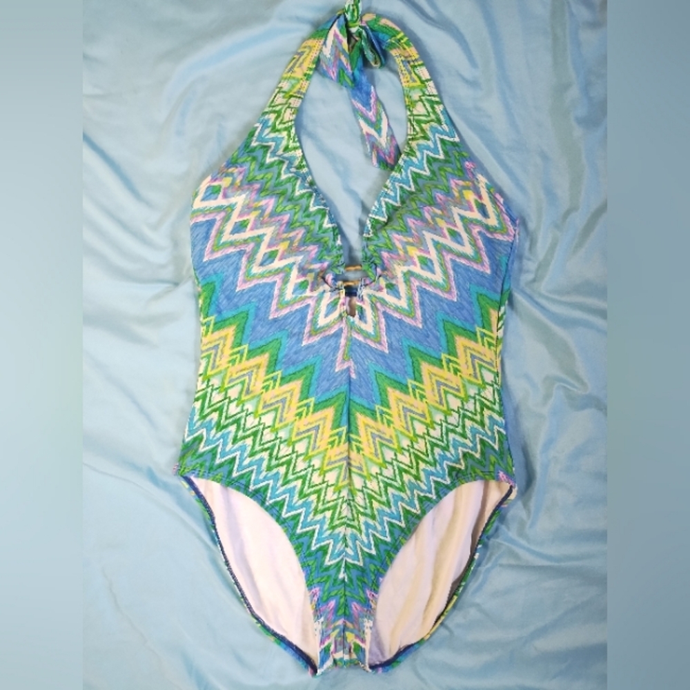 Kenneth Cole multi color one piece swimsuit